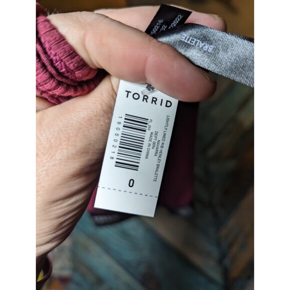 Torrid NWT 0x Lightly Lined Burgundy Rib Henley Bralette - Picture 4 of 6